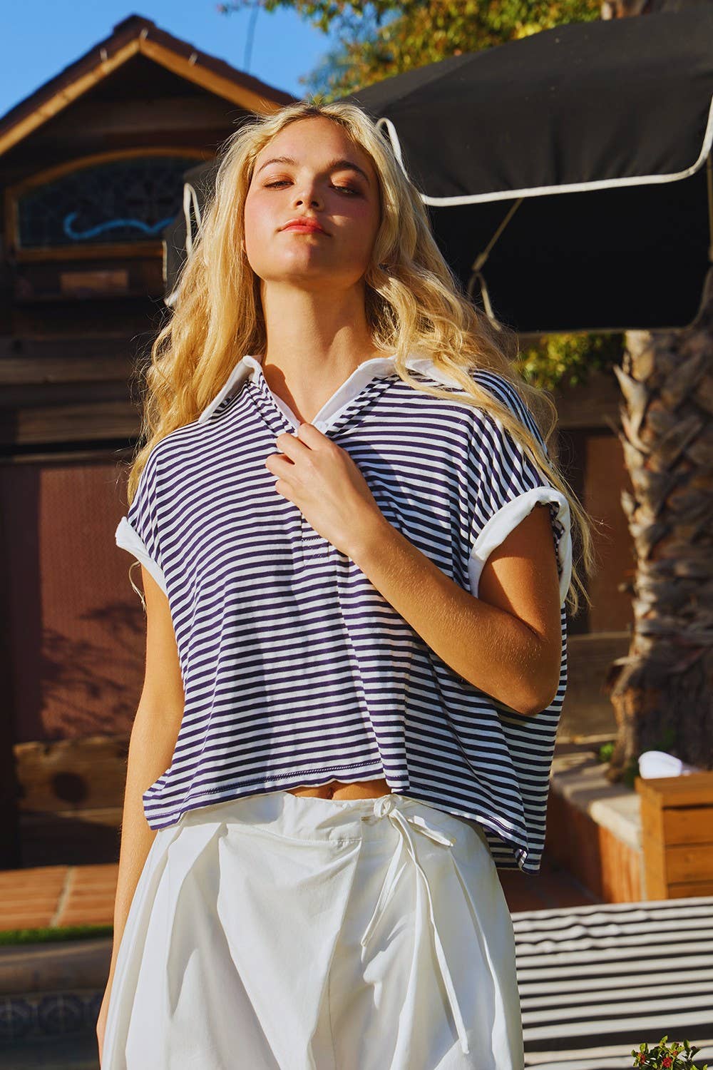 Stripe Print Crop Top