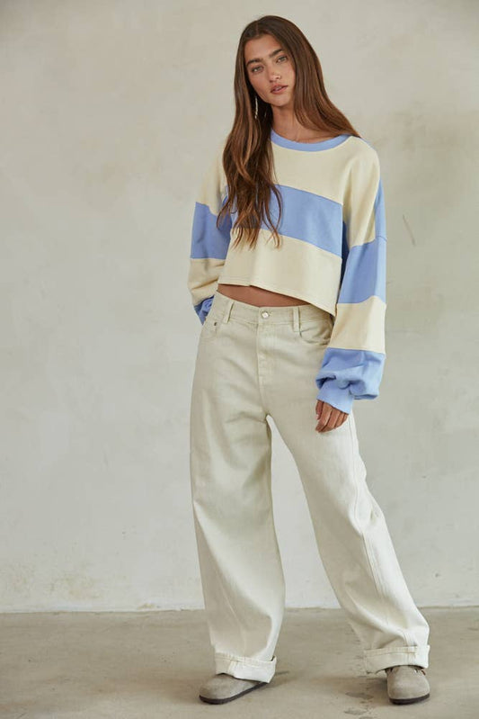 Striped Pullover Blue Cream
