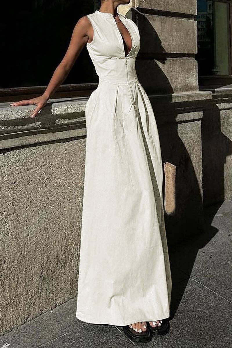 Zip-Front Maxi Dress