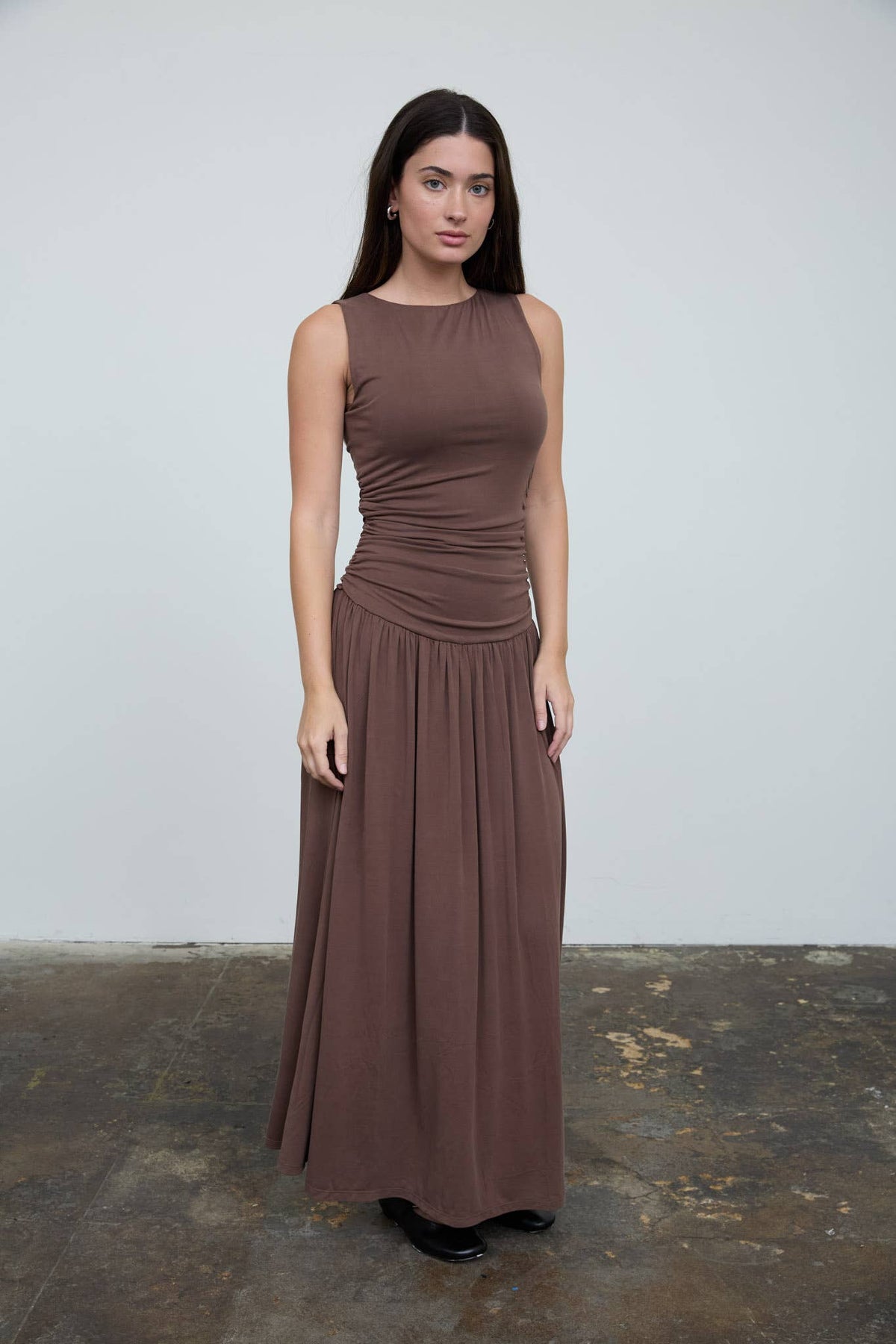 Brown Bodice Sleeveless Maxi