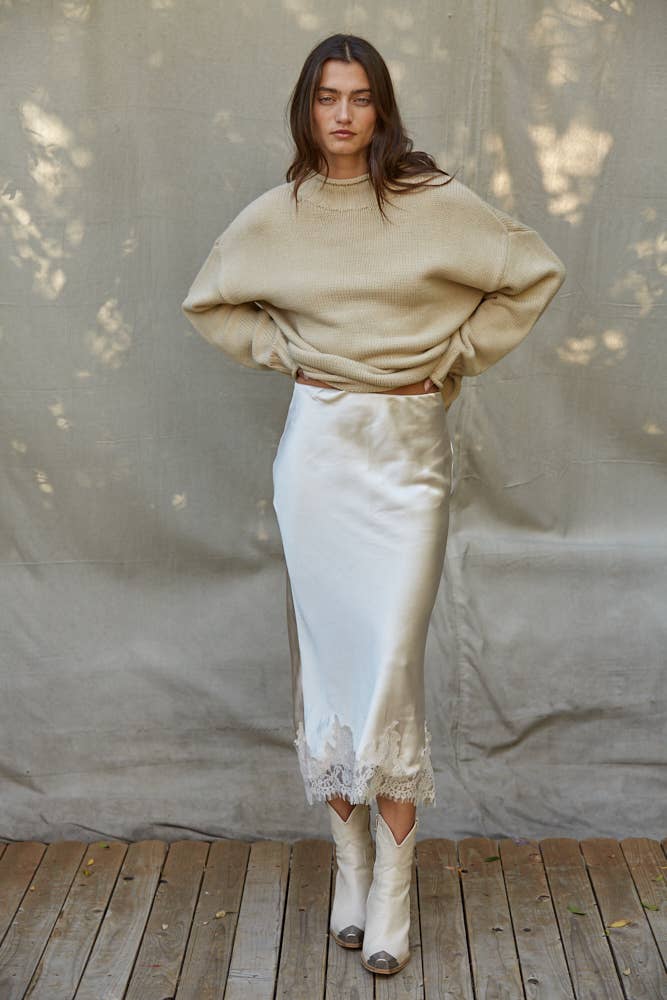 Pearl Satin Midi Skirt