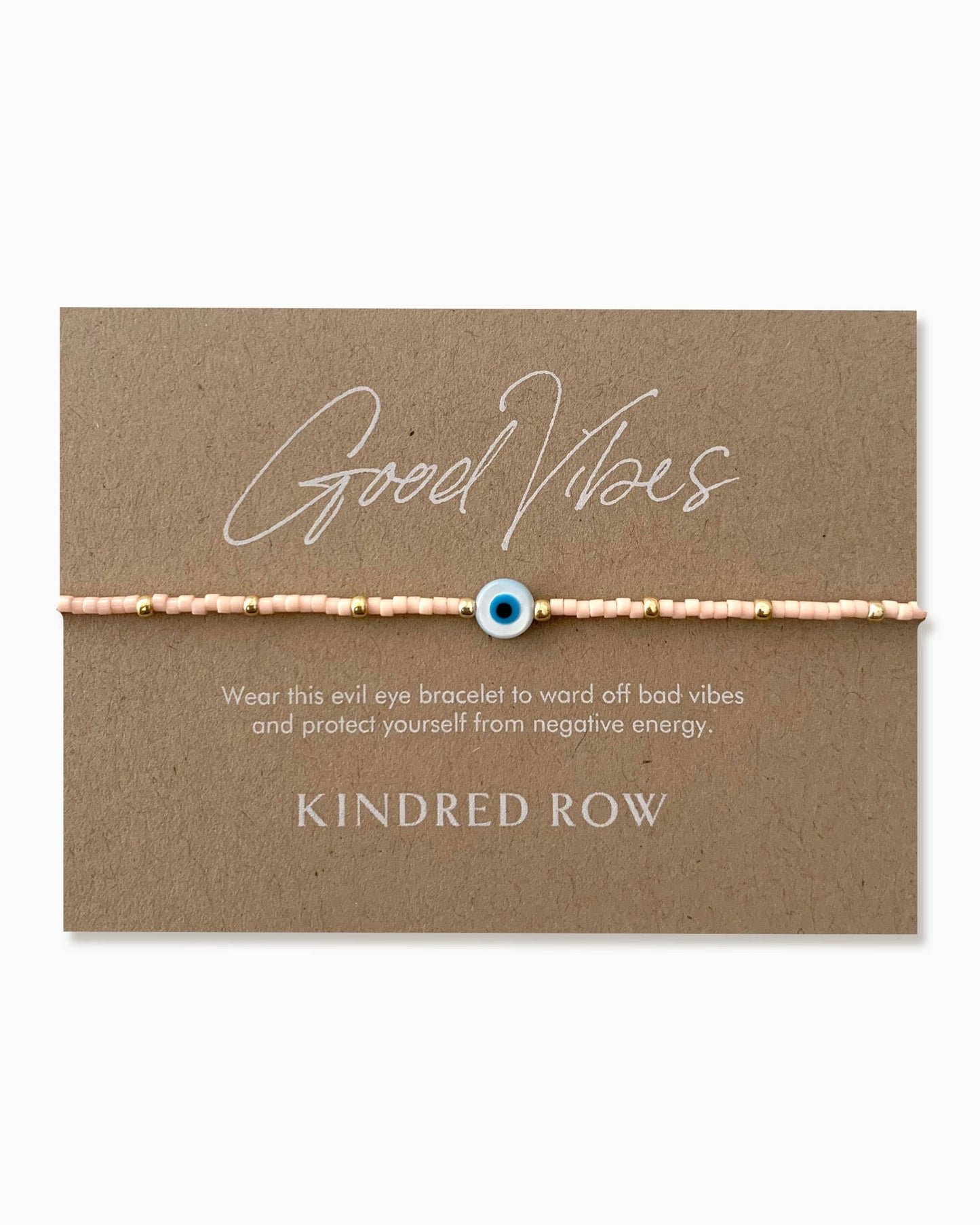 Evil Eye Beaded Bracelet, Peachy Pink