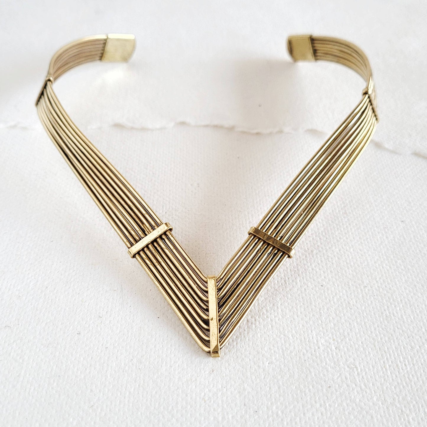 Brass V style Collar Choker Necklace