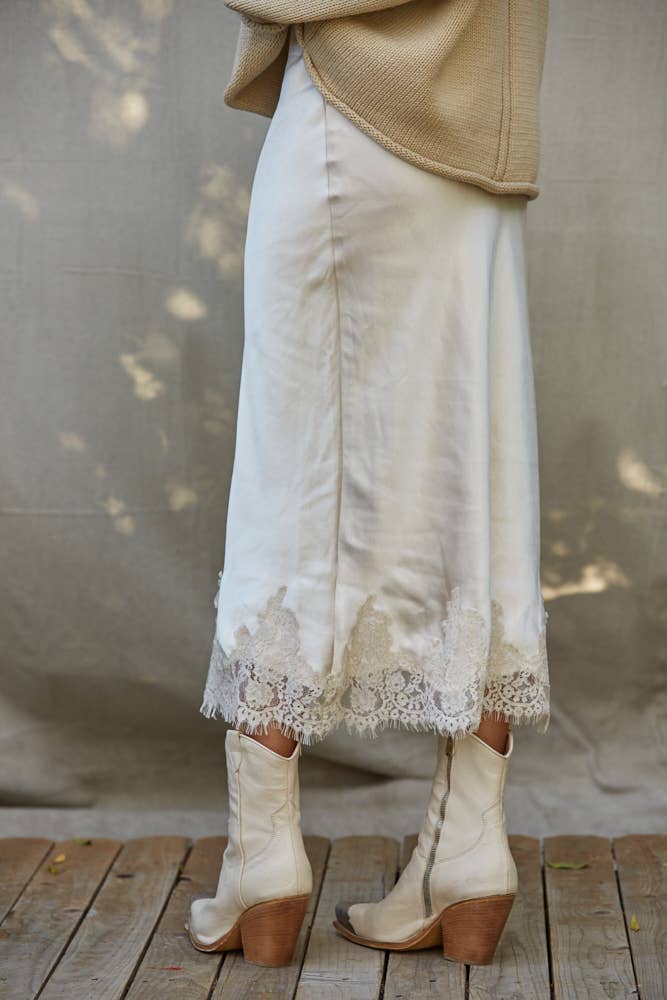 Pearl Satin Midi Skirt