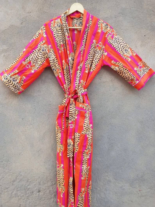 Leopard Striped Kimono Robe