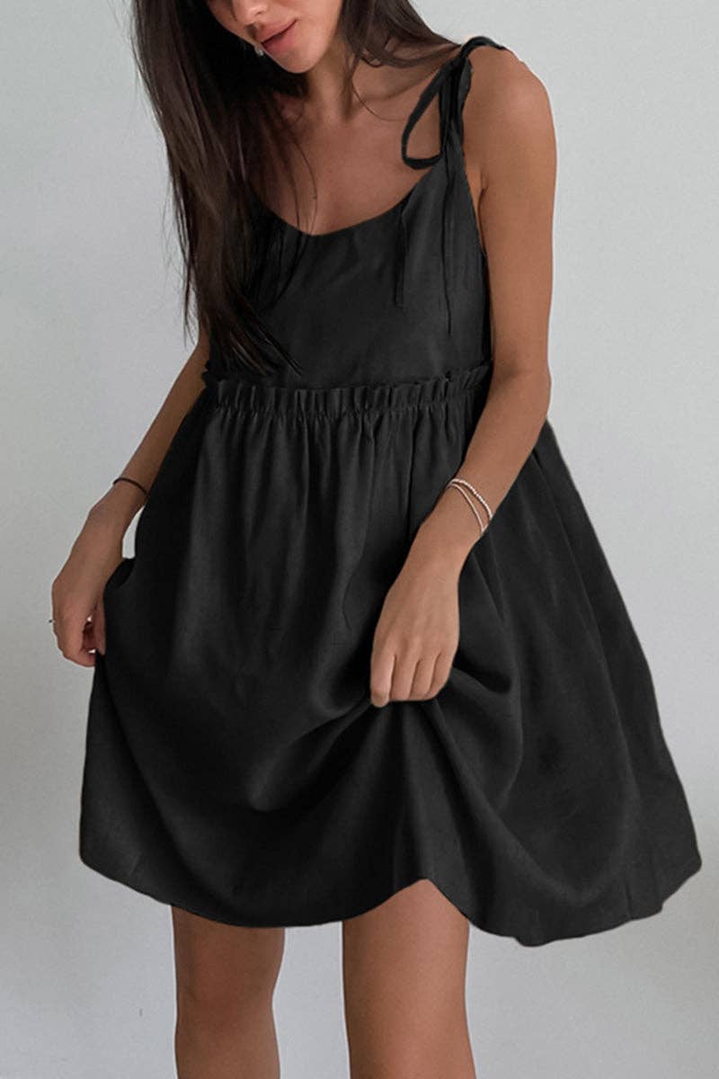 Black Tie-Strap Dress