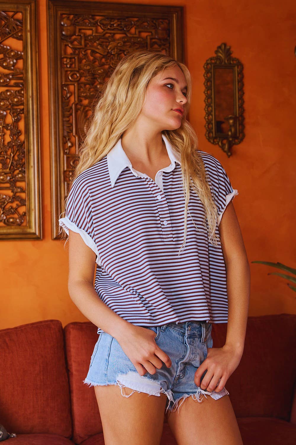 Stripe Print Crop Top