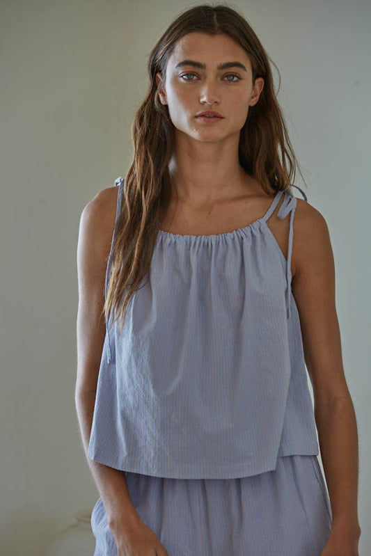 Baby Blue Spaghetti Tie Strap Top