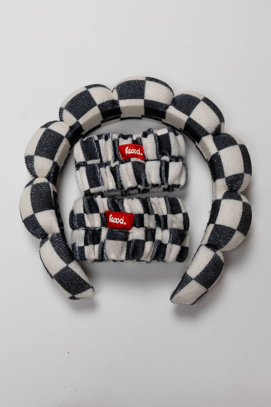 B+W CHECKERED HEADBAND SET