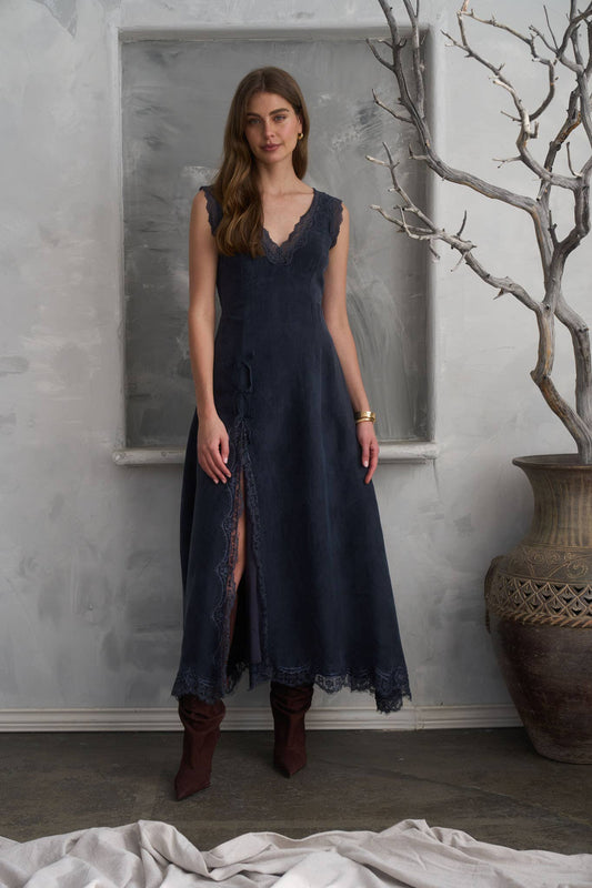 Lace V Neck Midi