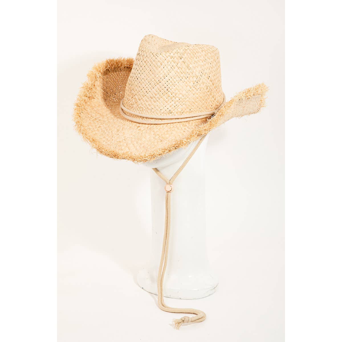 Straw Basket Weave Cowboy Hat: Nude