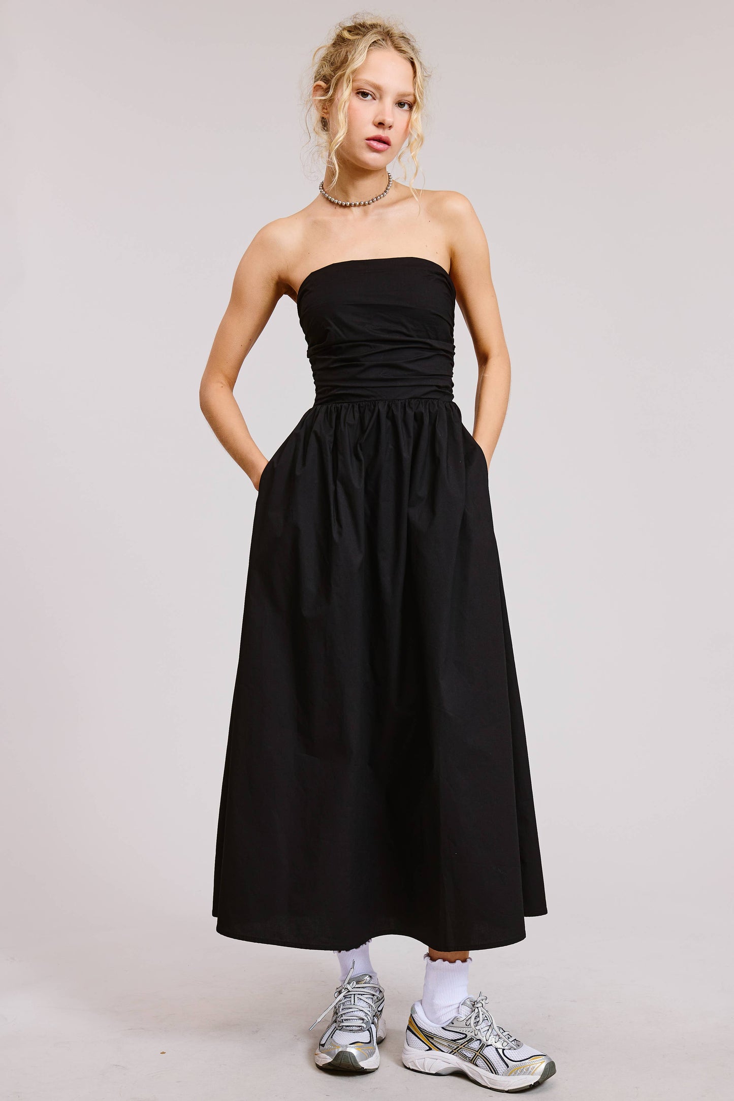 Strapless Corset Midi Dress