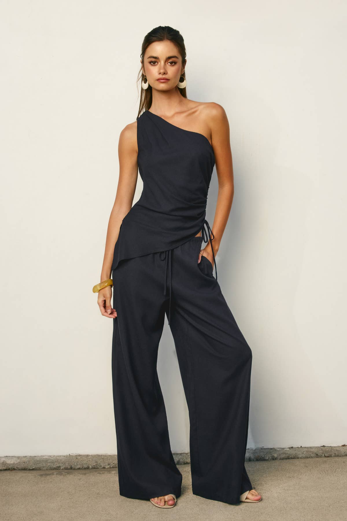 Linen One Shoulder Top