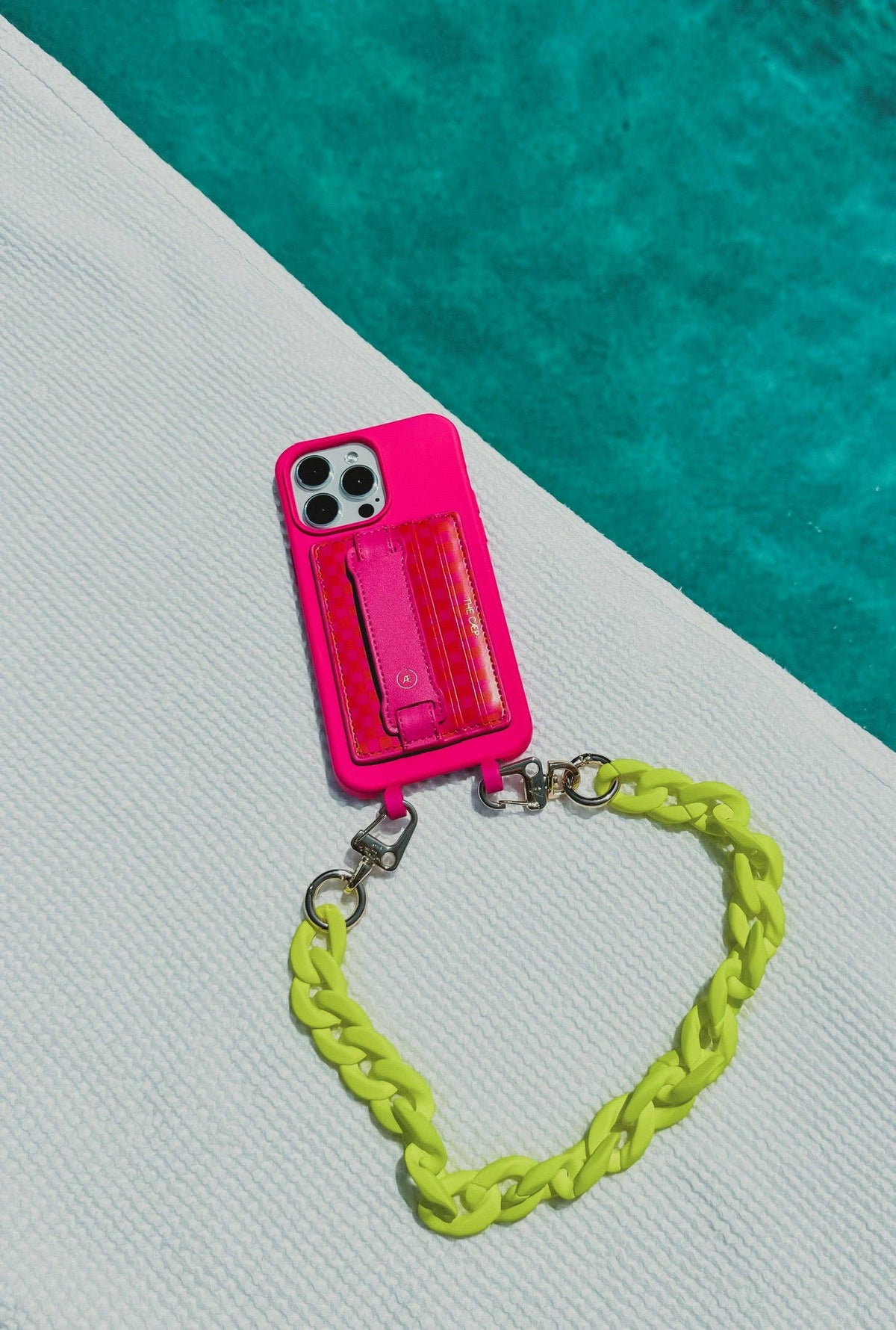 Neon Yellow Chunky Phone Chain: Gold