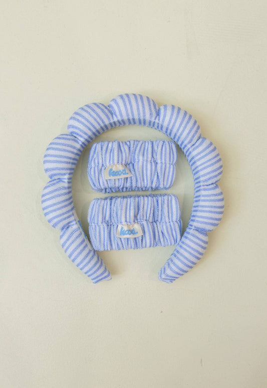BLUE STRIPED HEADBAND SET