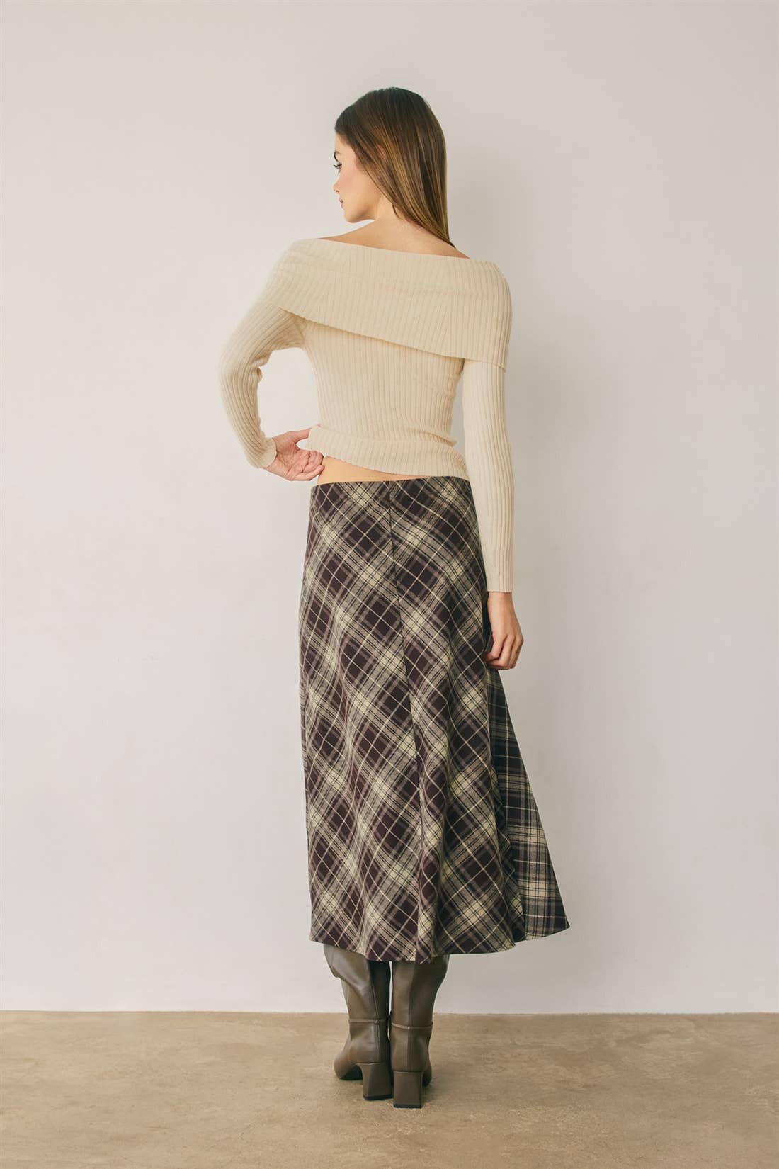 Plaid Midi Skirt
