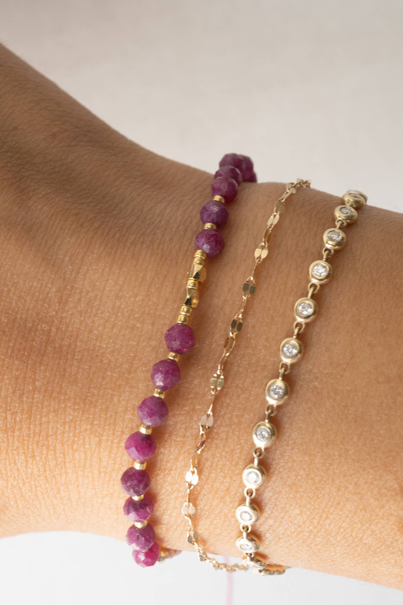 Ruby Healing Gemstone Stacking Bracelet