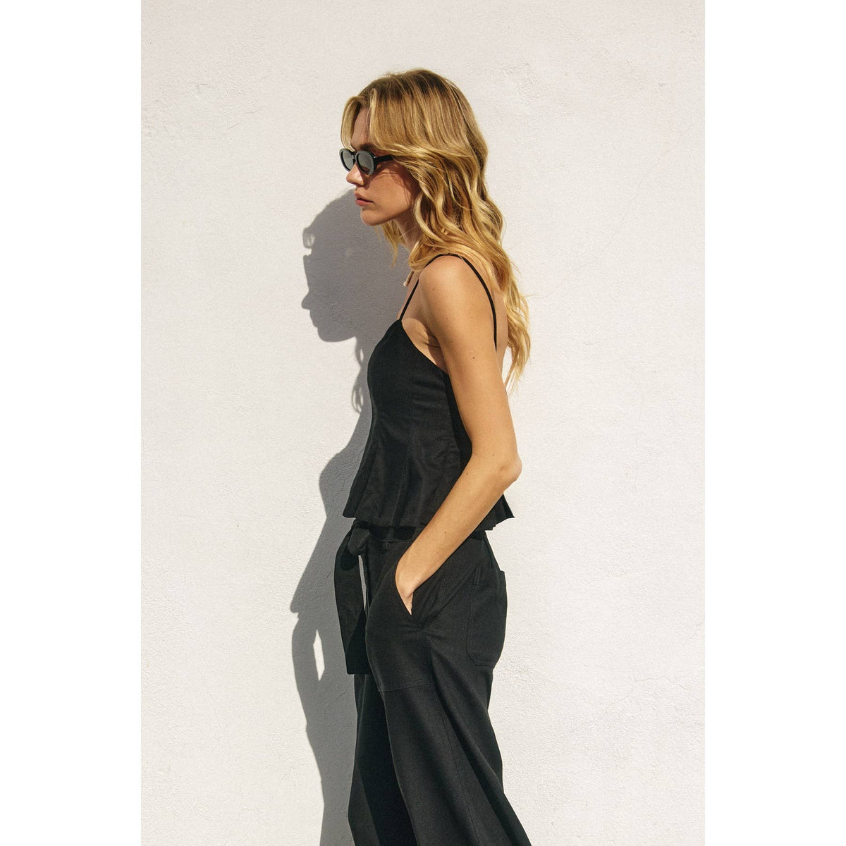 Linen Sleeveless Flared Top