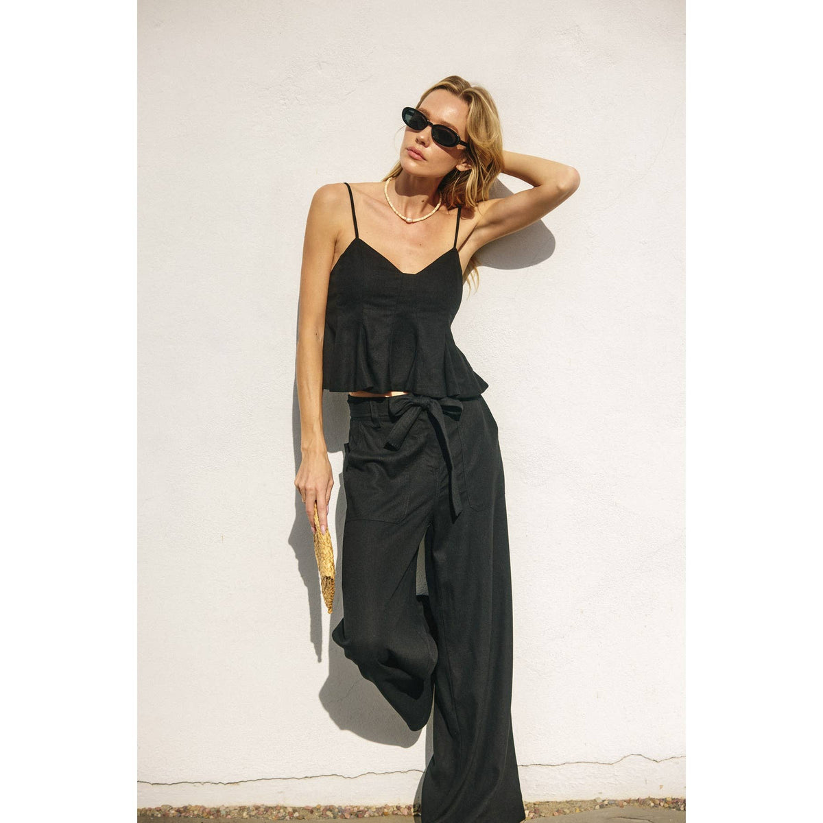 Linen Sleeveless Flared Top