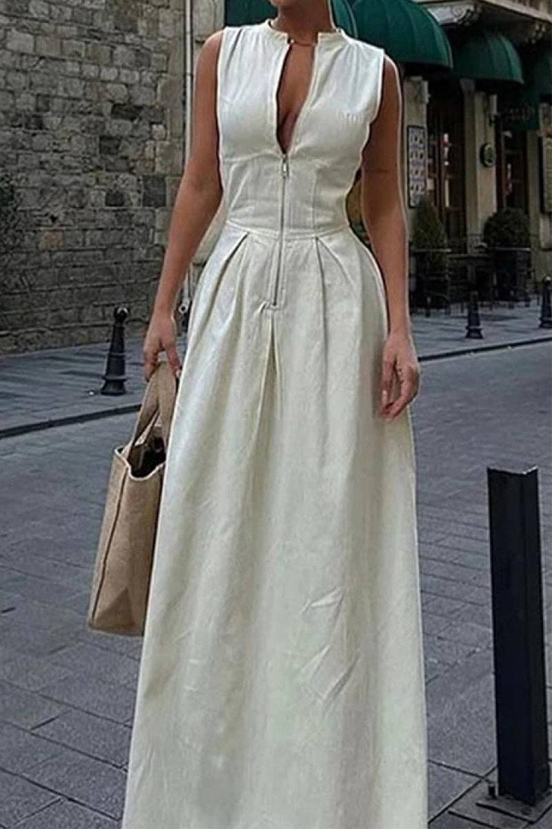 Zip-Front Maxi Dress
