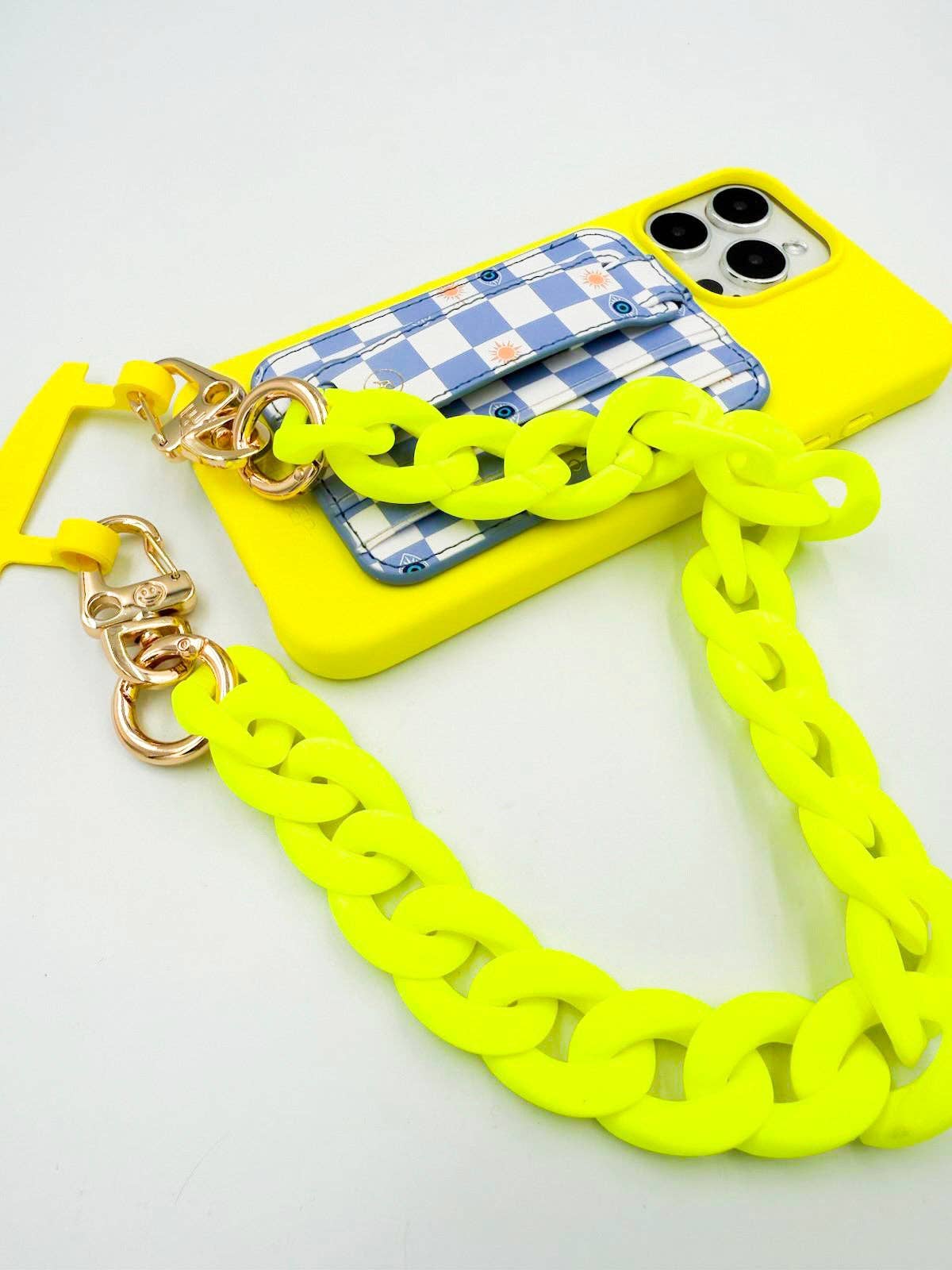 Neon Yellow Chunky Phone Chain: Gold