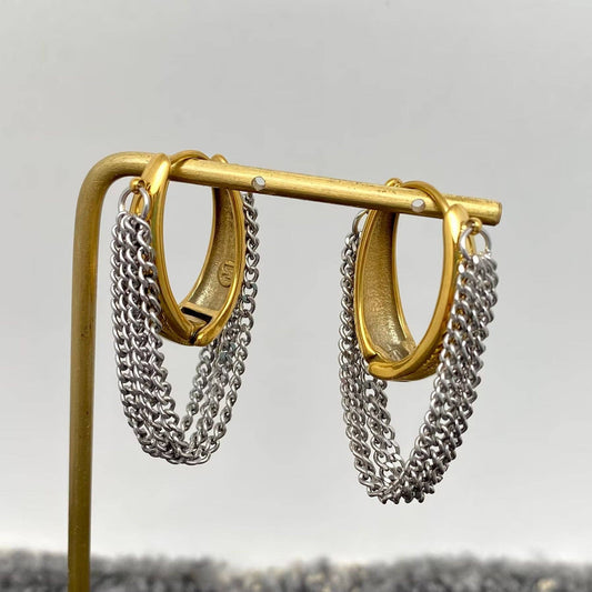 Multi-layer Chain Fringe Earrings