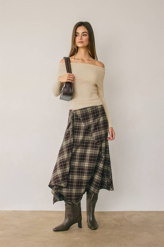 Plaid Midi Skirt