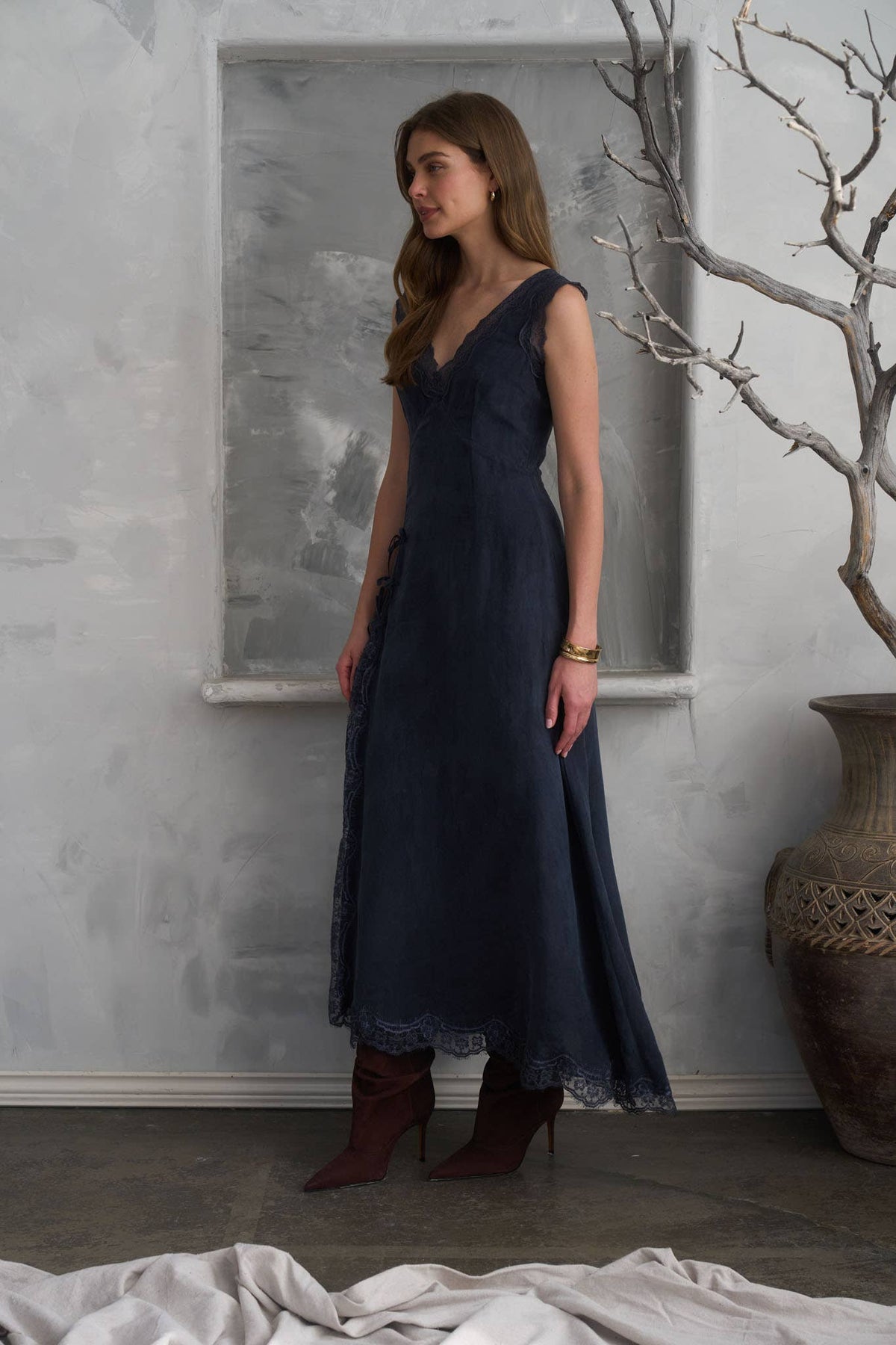 Lace V Neck Midi