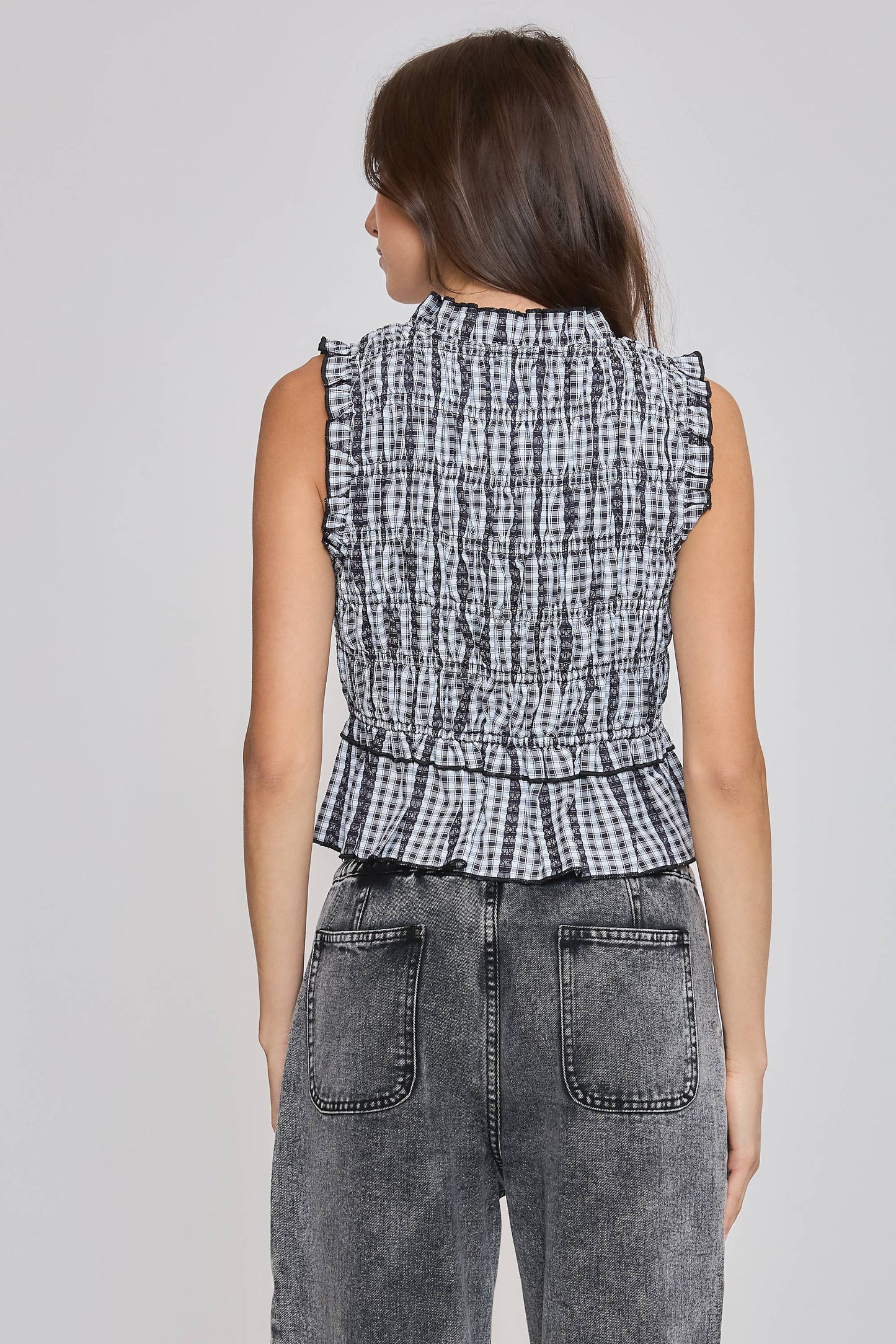 Gingham Ruffle Blouse