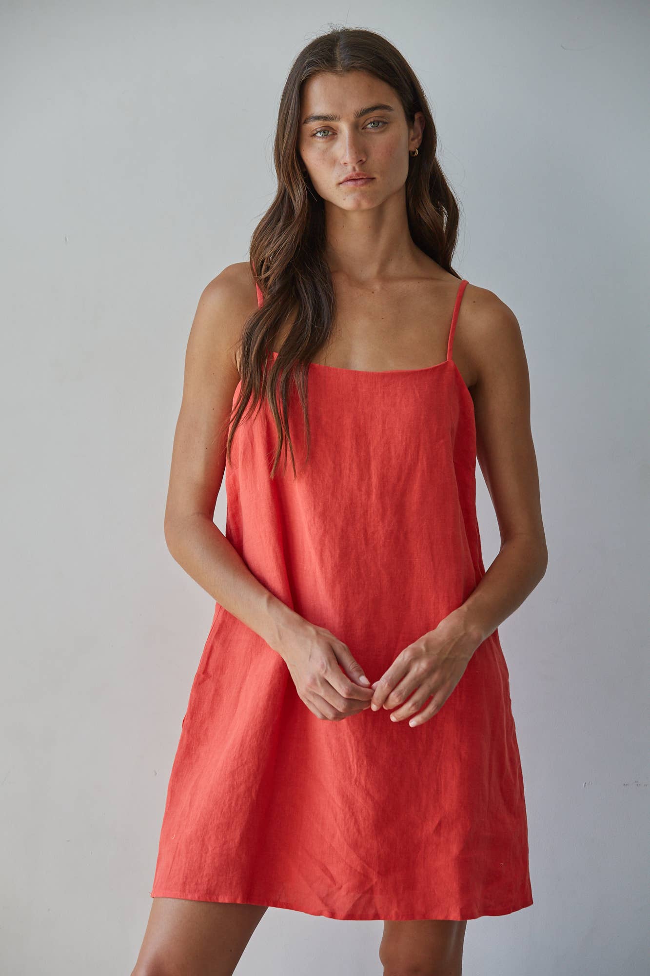 Red Linen Mini Dress