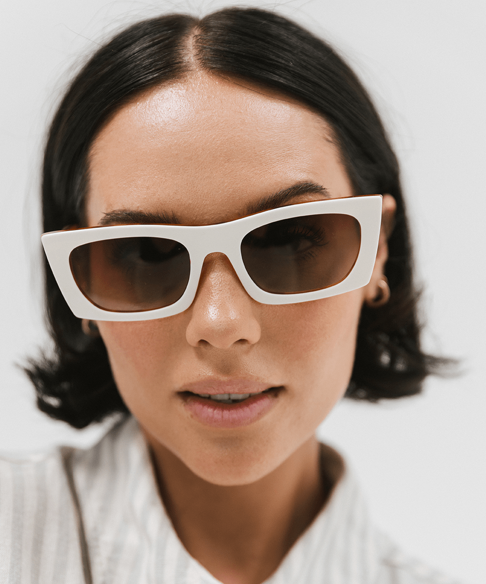 Jackie Rectangle Sunglasses: White-Tortoise