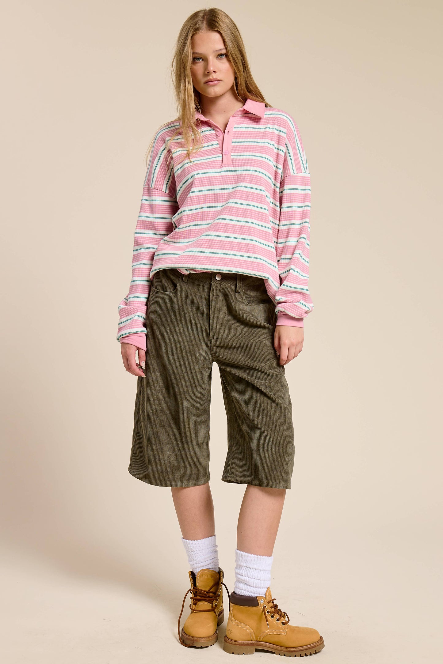 Multicolor Long Sleeve Polo