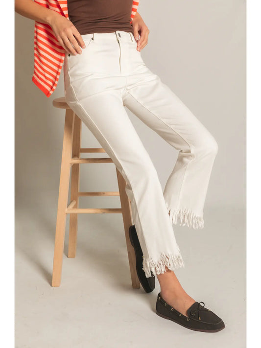 Fringed Bottom Denim Pants