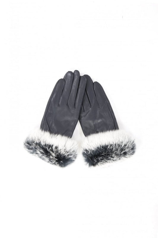 Faux Leather Gloves with fur trim