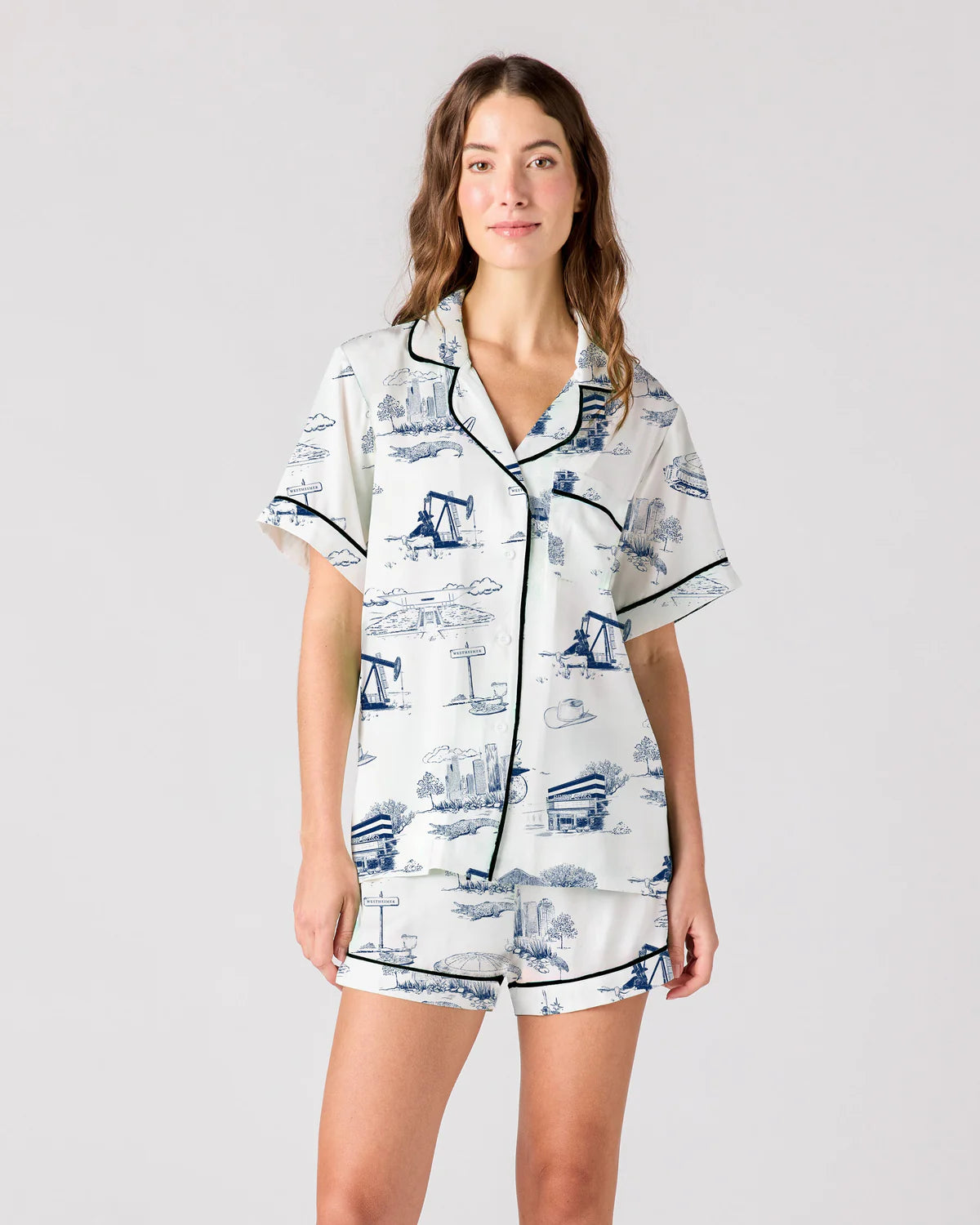 New Orleans Toile Pajama Short Set