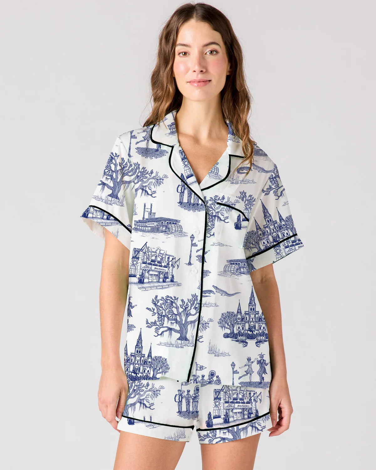 New Orleans Toile Pajama Short Set
