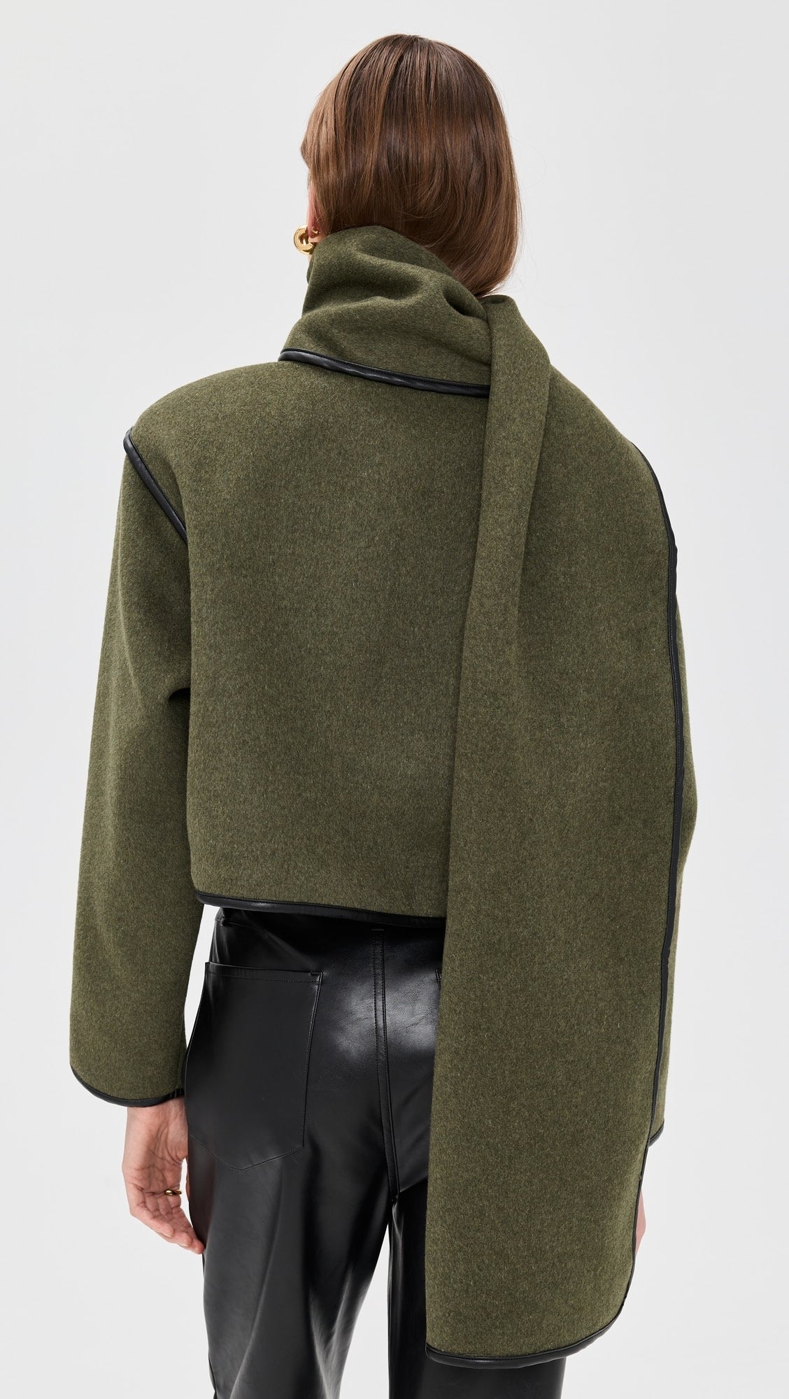 Olive Faux Leather Trim Jacket