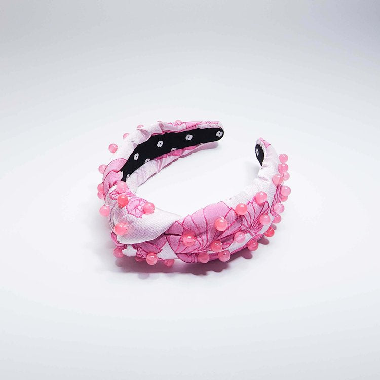 Embroidered Satin Butterfly Knot Headband
