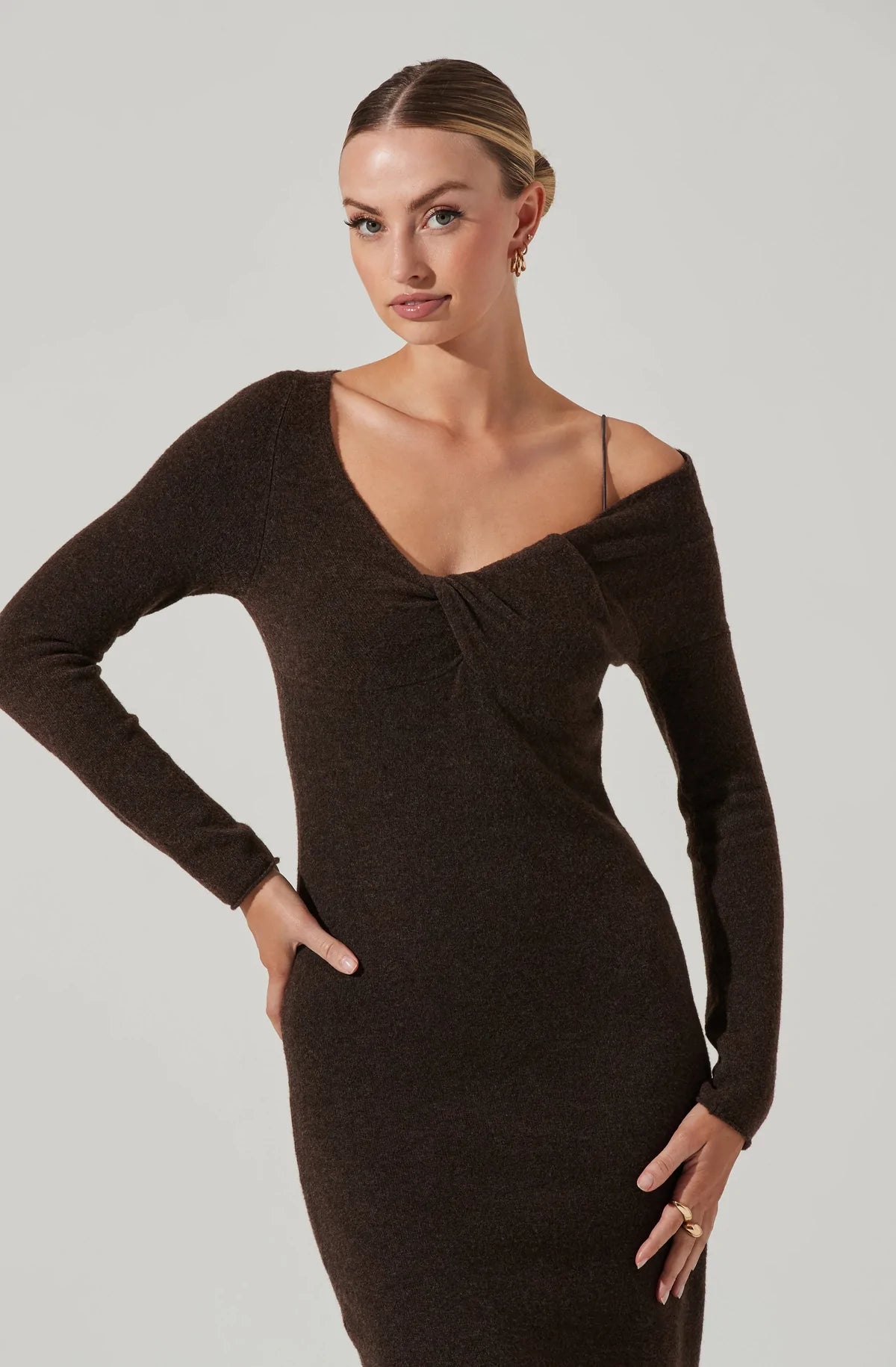 Naya Asymetrical Shoulder Sweater Dress
